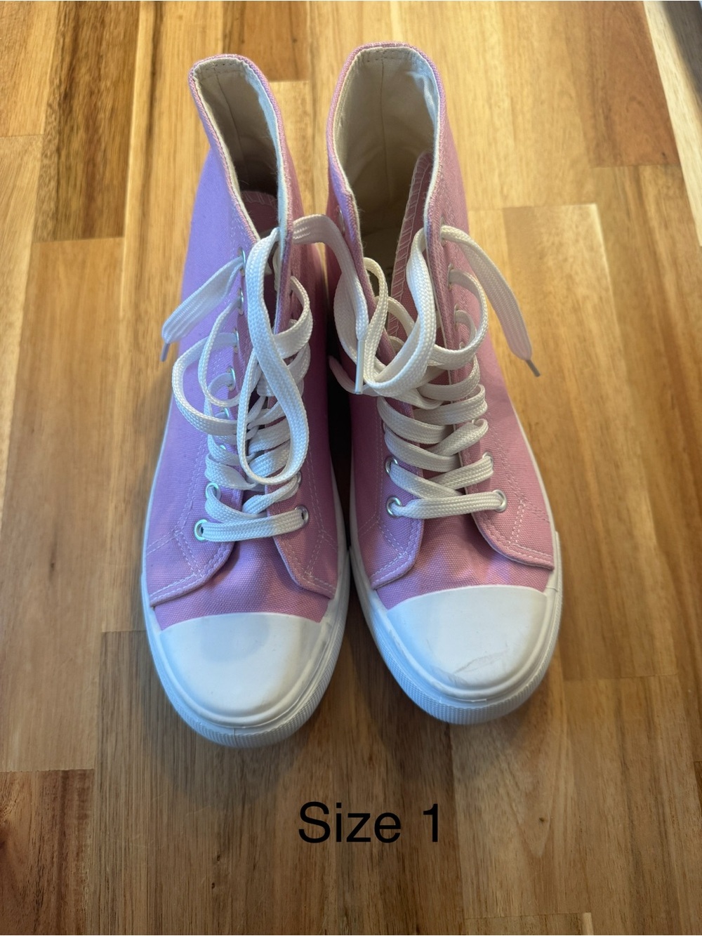 Forever 21 Pink High-Top Canvas Sneakers with White Accents